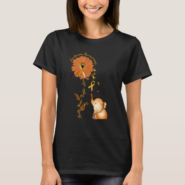 Camiseta Faith Hope Fight Love Elephflower Leukemia (Frente)