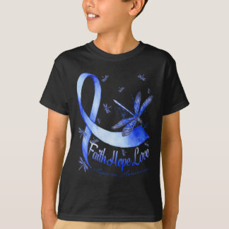 Camiseta Faith Hope Love Alopecia Sensibilização Dragonfly