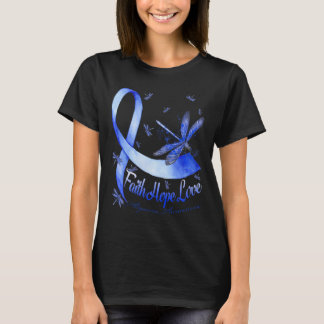 Camiseta Faith Hope Love Alopecia Sensibilização Dragonfly