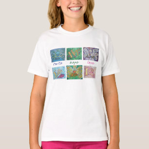 Camiseta Faith Hope Love Art Collage T-shirt (Frente e Trás