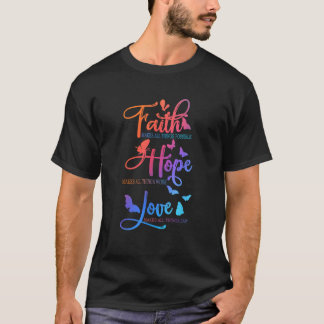 Camiseta Faith Hope Love Butterfly Cote Christian Butterfl