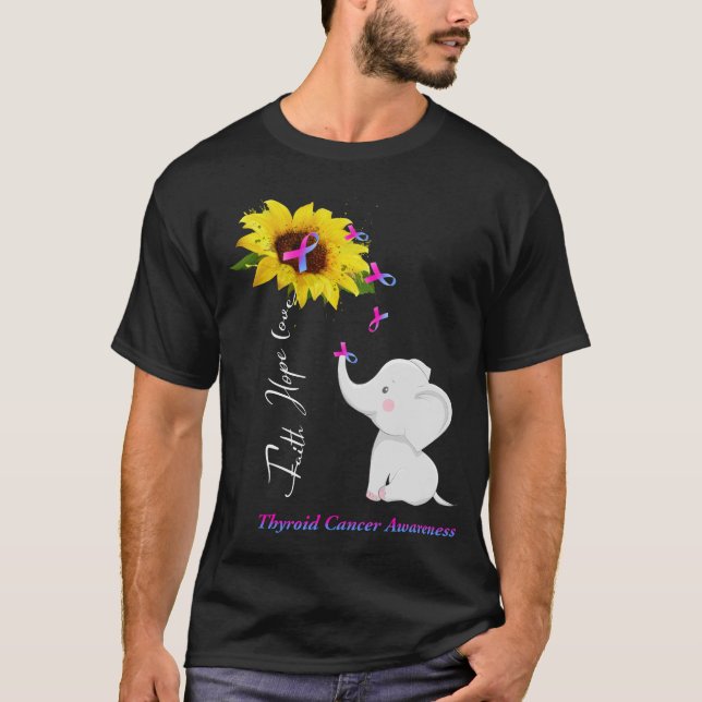Camiseta Faith Hope Love Câncer de tiróide (Frente)