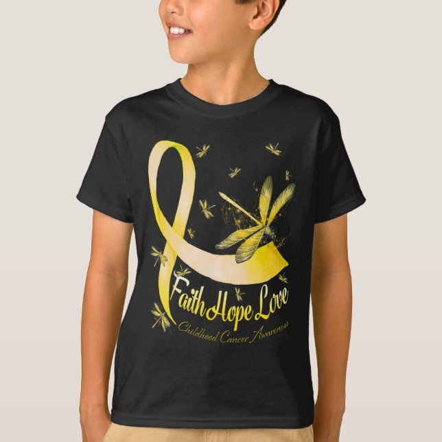 Camiseta Faith Hope Love Childhood Cancer Awareness Dragonf (Frente)