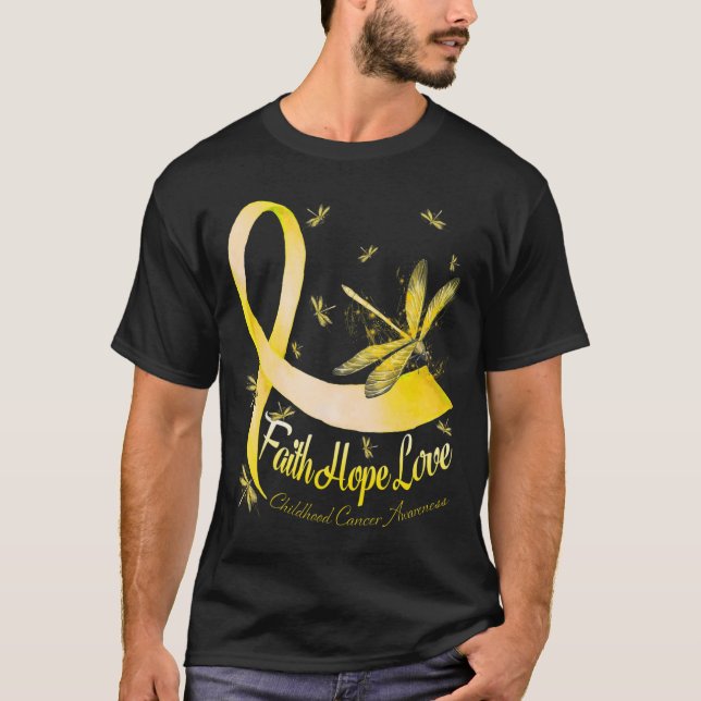 Camiseta Faith Hope Love Childhood Cancer Awareness Dragonf (Frente)