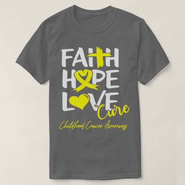 Camiseta Faith Hope Love Cure Childhood Cancer Awareness  (Frente do Design)