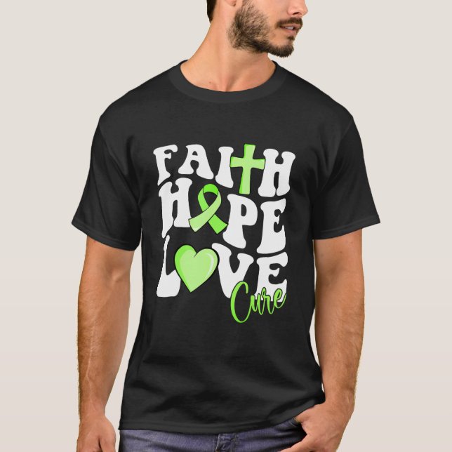 Camiseta Faith Hope Love Cure Verde limão Ribbon Linfoma Wa (Frente)