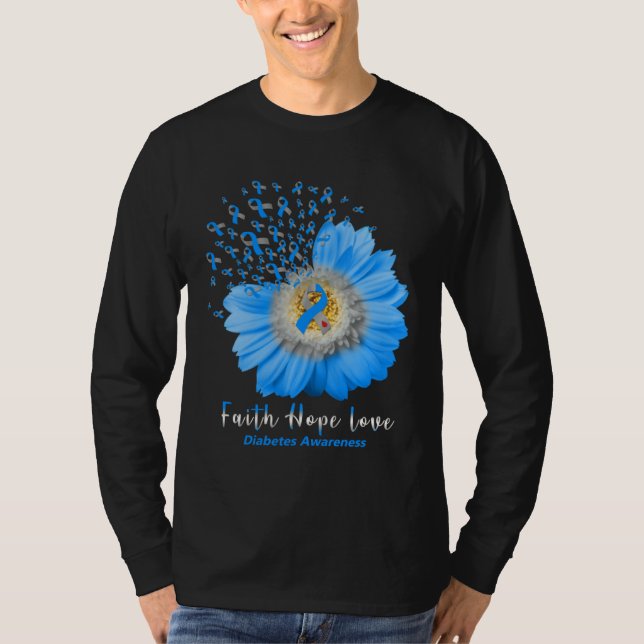 Camiseta Faith Hope Love Diabetes Awareness Grey Ribbon Dai (Frente)
