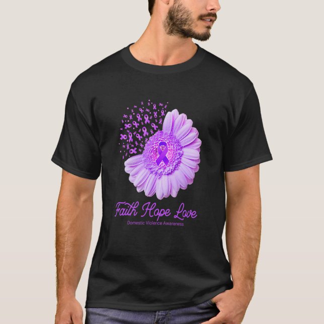 Camiseta Faith Hope Love Domestic Violence Awareness Flower (Frente)