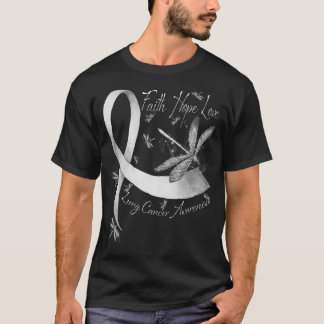Camiseta Faith Hope Love Dragonfly Cancer