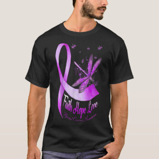 Camiseta Faith Hope Love Dragonfly Câncer de pâncreas