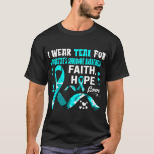 Camiseta Faith Hope Love Eu Visto Teal por Tourette's Syndr