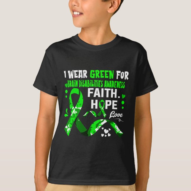 Camiseta Faith Hope Love Eu Visto Verde Para Deficiência Ce (Frente)