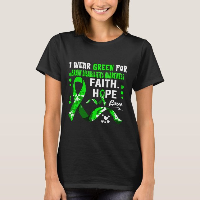 Camiseta Faith Hope Love Eu Visto Verde Para Deficiência Ce (Frente)