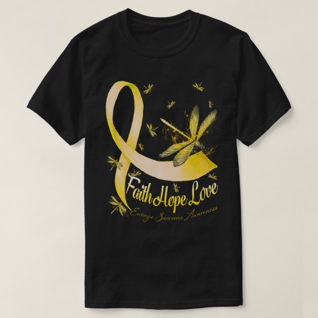 Camiseta Faith Hope Love Ewing Sarcoma Awarfly (Frente do Design)
