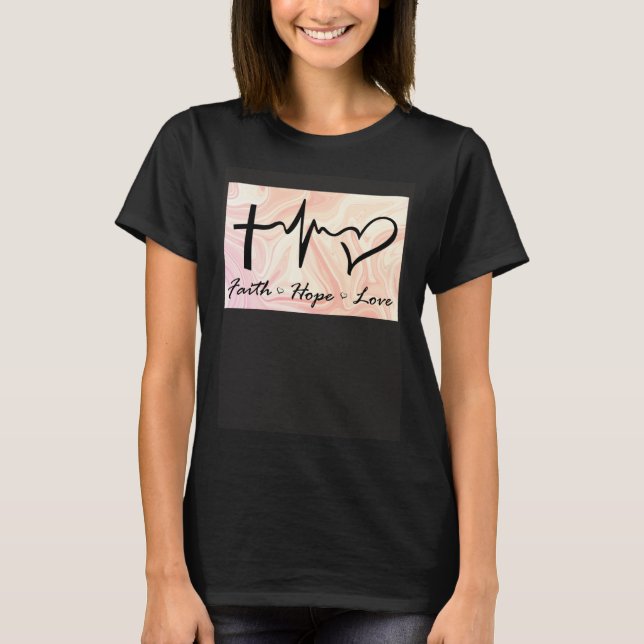 Camiseta Faith Hope Love Expression Affection Christian Rel (Frente)
