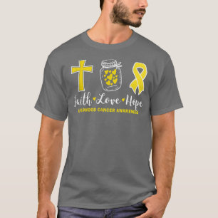 Camiseta Faith Hope Love For Chilhood Cancer Warrior Dourad