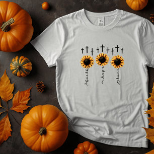 Camiseta Faith, Hope, Love Girassol
