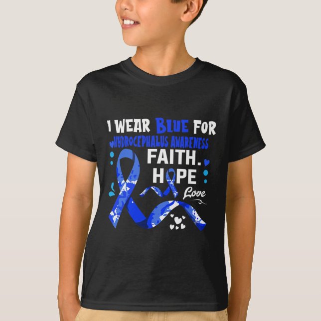Camiseta Faith Hope Love I Veste Blue For Hydrocephalus Awa (Frente)