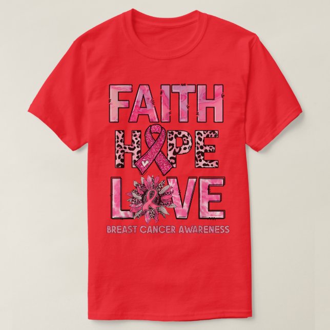 Camiseta Faith Hope Love Leopard Sunflower Pink Fbon Brea (Frente do Design)
