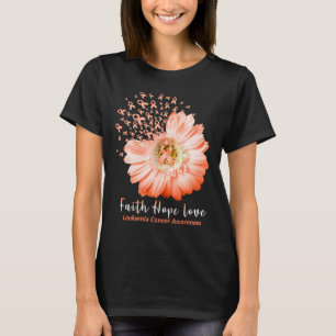 Camiseta Faith Hope Love Leukemia Consciência Laranja Fita 
