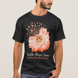 Camiseta Faith Hope Love Leukemia Consciência Laranja Fita