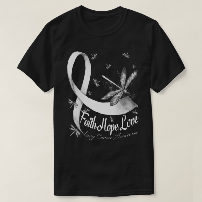 Camiseta Faith Hope Love Lung Cancer Awarfly (Frente do Design)