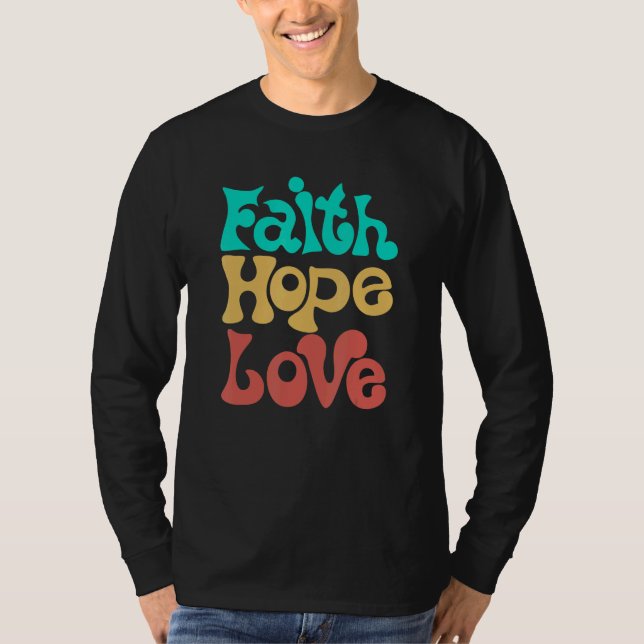 Camiseta Faith Hope Love Retro Hippie Hippy Christian Women (Frente)