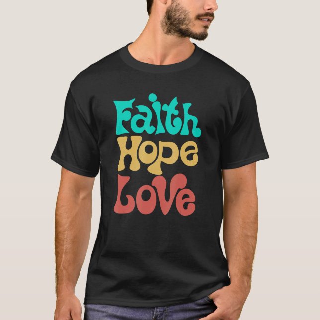 Camiseta Faith Hope Love Retro Hippie Hippy Christian Women (Frente)