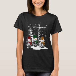 Camiseta Faith Hope Love Snowman Jesus Christian Tree Chris