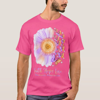 Camiseta Faith Hope Love Sunflower Butterfly Psoriasis Awar