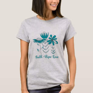 Camiseta Faith Hope Love (teal)