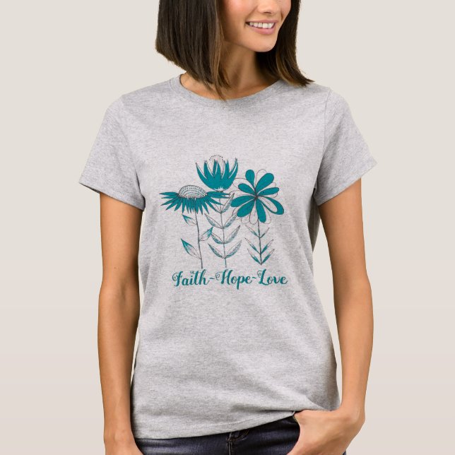 Camiseta Faith Hope Love (teal) (Frente)