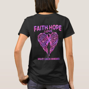 Camiseta Faith Hope Love Wings Breve Cancer Consciência