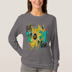 Camiseta Faith Hope Love with Sunflower
