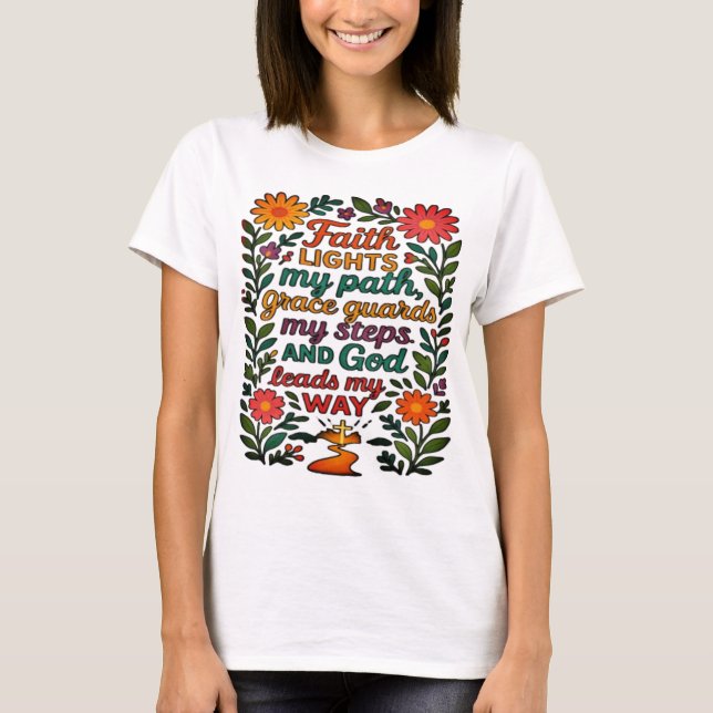 Camiseta  Faith Lights My Path Christian Art - Inspirationa (Frente)