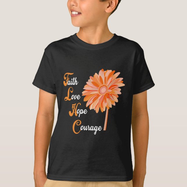 Camiseta Faith Love Esperava Coragem Aml Leukemia Consciênc (Frente)