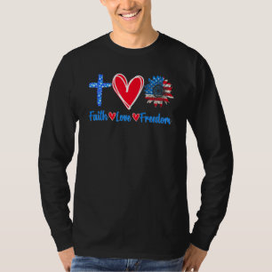 Camiseta Faith Love Freedom Sunflower Pride American Flag C