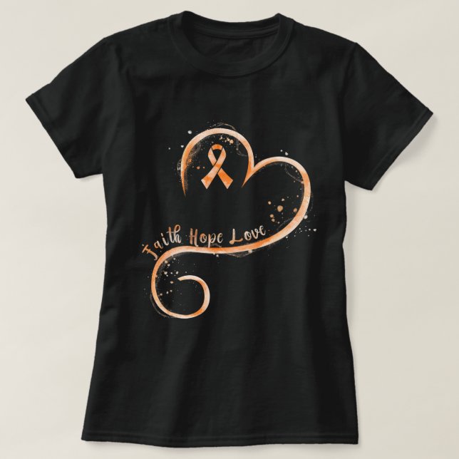 Camiseta Faith Love Hope Courage  Aml Leukemia Awareness  (Frente do Design)