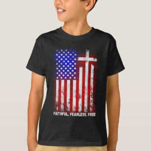 Camiseta Faith Medo Cristão Cruz Jesus Cristos Mulheres