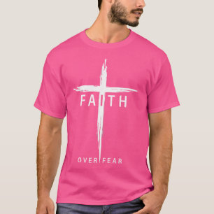 Camiseta Faith Medo Cristão da Cruz de Jesus Cristo Cristão