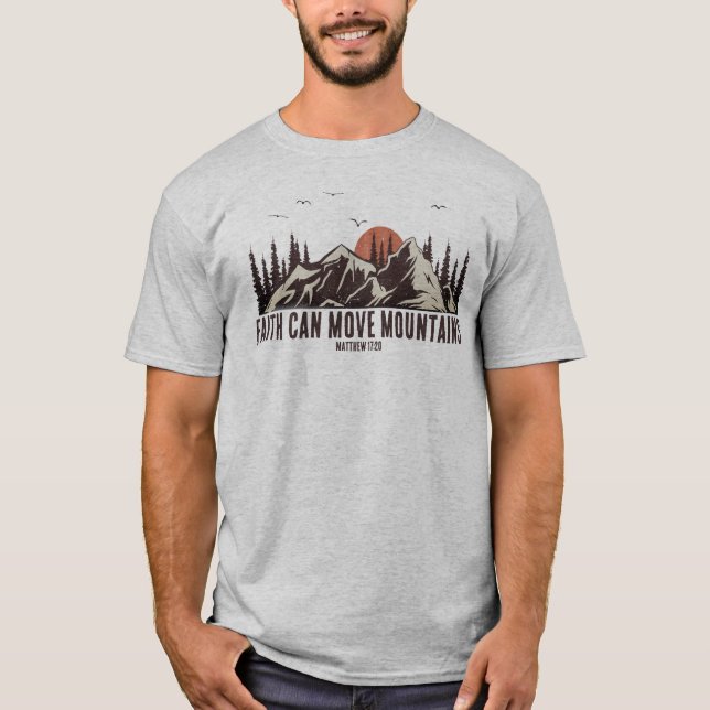 Camiseta Faith Mover Montanhas Bíblia Verso Cristão (Frente)