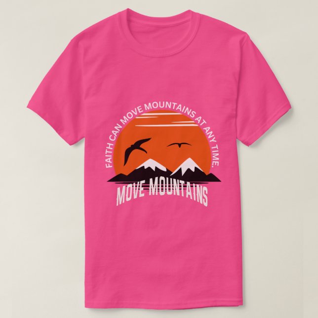 Camiseta Faith Moves Mountains – Sunset Serenity Edition (Frente do Design)