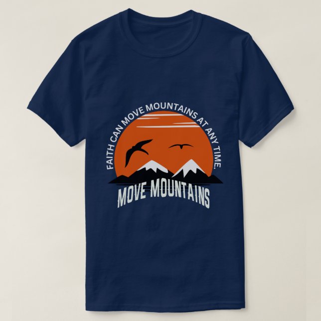 Camiseta Faith Moves Mountains – Sunset Serenity Edition (Frente do Design)