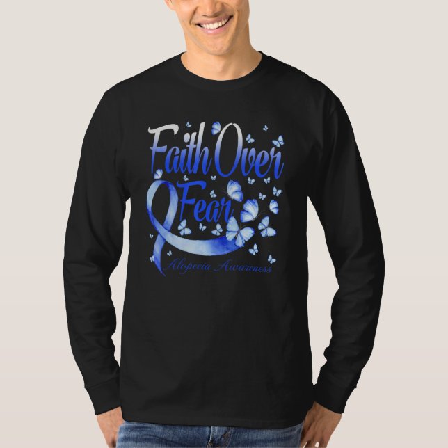 Camiseta Faith Over Fear Alopecia Awareness Butterfly (Frente)