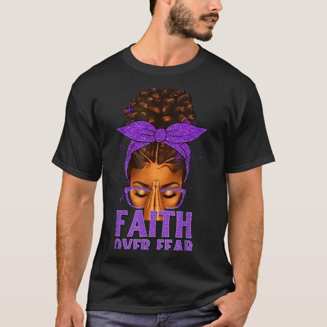 Camiseta Faith Over Fear Black Women Afro Christian African (Frente)