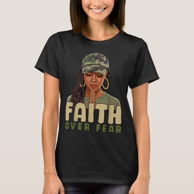 Camiseta Faith Over Fear Christian Camo African American Af (Frente)