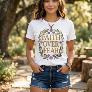 Camiseta Faith Over Fear Elegant Botanical Floral Inspirati