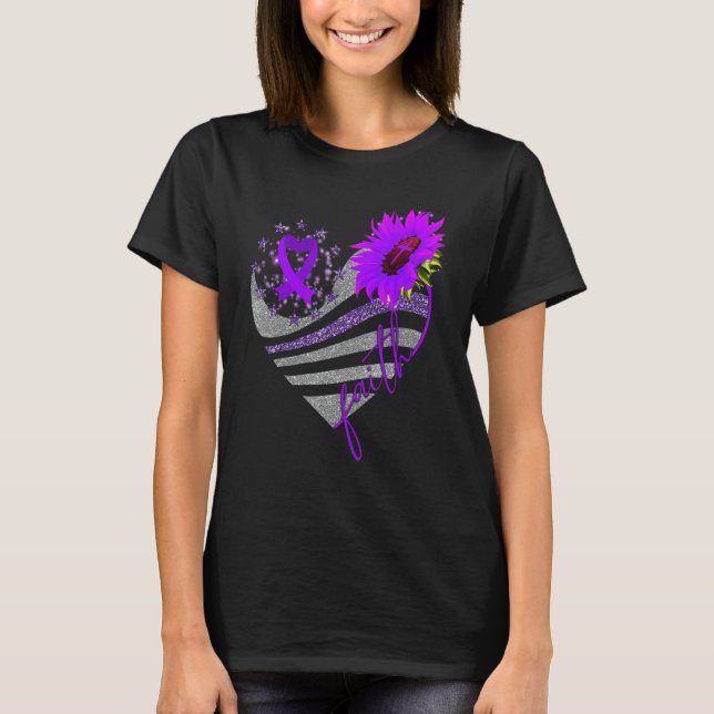 Camiseta Faith Overdose Awareness Sunflower Heart Ribbon Pu (Frente)