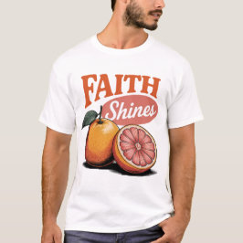 Camiseta Faith Shines Orange Grapefruit Retro Christian Tee