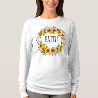 Camiseta Faith Sunflower e Lavanda Floral Wreath